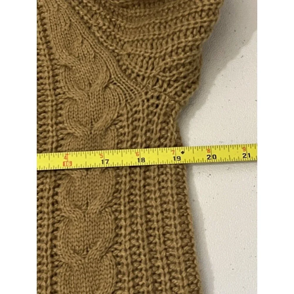 J Crew Cable Knit preppy academia Azra Sweater Camel Size Medium Wool Blend